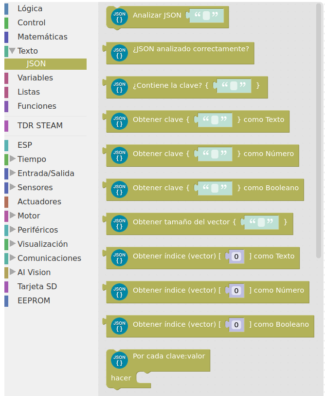 json menu