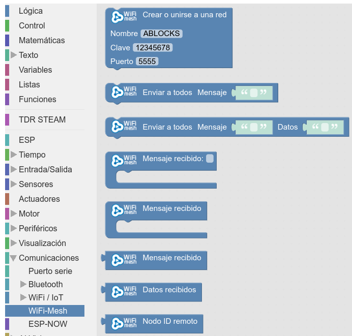 wifimesh menu arduinoblocks